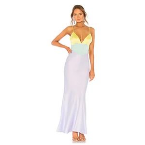 MAJORELLE Yellow and Mint Maxi Dress